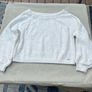 White slightly cropped Hollister sweater, size small!